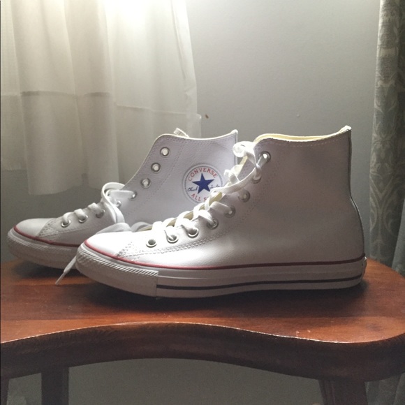 Converse Shoes - White Hightop Leather Converse NWOT
